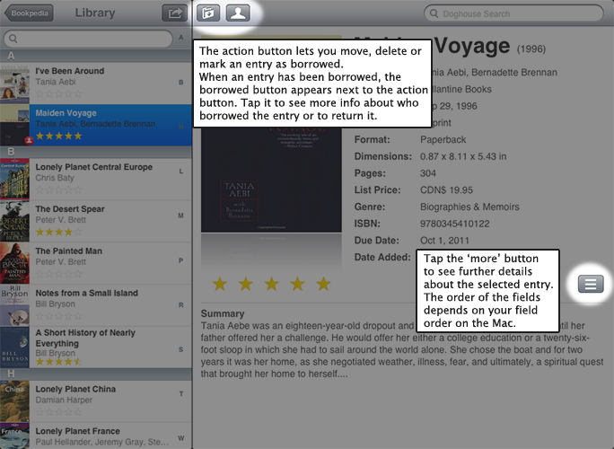 The details display on the iPad.